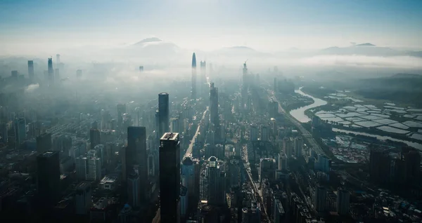 Pemandangan Udara Shenzhen City China — Stok Foto