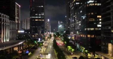 Aerial view of landscape at night in Shenzhen city, China