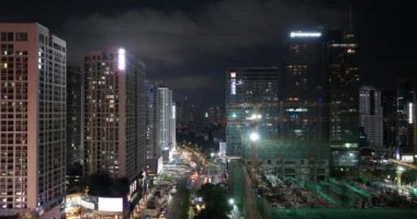 Aerial view of landscape at night in Shenzhen city, China