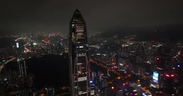Aerial View Landscape Night Shenzhen City China — Stok video