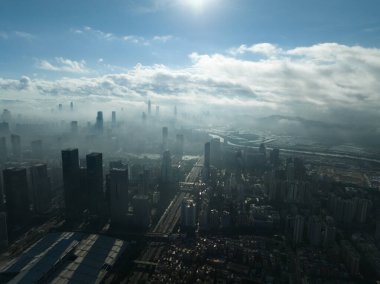 Shenzhen, Çin - 2022 Çemberi: Shenzhen şehrindeki manzara manzarası, Çin