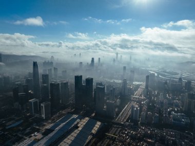 Shenzhen, Çin - 2022 Çemberi: Shenzhen şehrindeki manzara manzarası, Çin