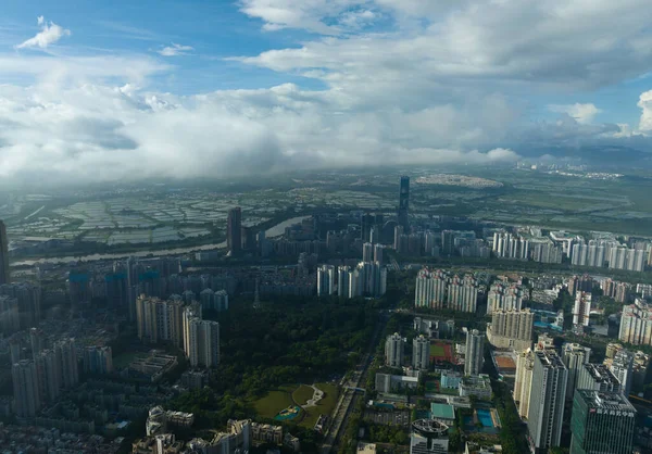 深セン Circa 2022 中国の深セン市の風景の空中ビュー — ストック写真