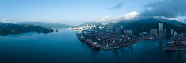 Shenzhen Kina Cirka 2022 Flygfoto Containerfartyg Yantian Hamn Shenzhen Stad — Stockfoto
