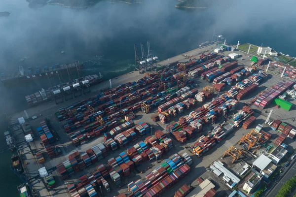 Shenzhen China 2022 Luftaufnahme Eines Containerschiffs Hafen Von Yantian Der — Stockfoto