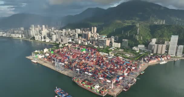 Shenzhen Çin 2022 Çemberi Çin Shenzhen Kentindeki Yantian Limanındaki Hava — Stok video