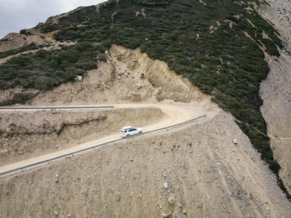 Vista Aérea Conducción Coches Carretera Tíbet China — Foto de Stock
