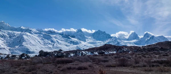 Πανόραμα Άποψη Του Παγετώνα Και Βουνά Χιόνι Στο Θιβέτ Κίνα — Φωτογραφία Αρχείου