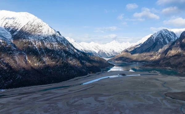 Вид Воздуха Красивые Горы Озеро Тибете Китай — стоковое фото