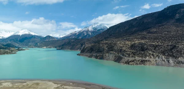 Vista Aérea Hermosas Montañas Nieve Lago Tíbet China — Foto de Stock