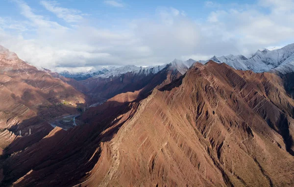 Αεροφωτογραφία Του Όμορφου Τοπίου Μεγάλο Υψόμετρο Στο Θιβέτ Κίνα — Φωτογραφία Αρχείου