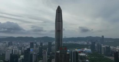 Hong Kong şehrinin hava görüntüsü.