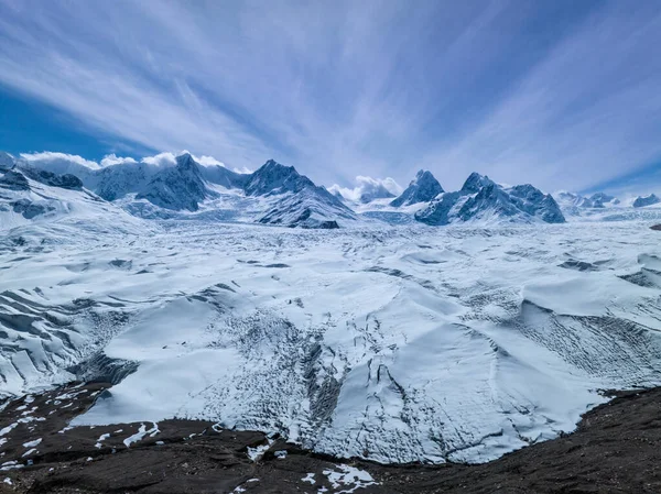 stock image Aerial view of  high altitude glacier mountains, China