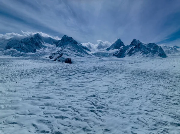 Αεροφωτογραφία Του Μεγάλου Υψομέτρου Βουνά Παγετώνα Κίνα — Φωτογραφία Αρχείου