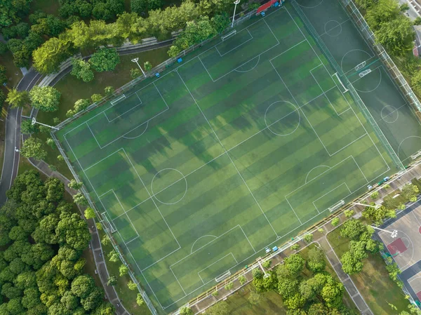 Vista Aérea Campo Futebol Quadra Basquete Cidade Shenzhen China — Fotografia de Stock