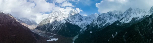 Flygfoto Över Vackra Hög Höjd Snö Berg Tibet Kina — Stockfoto