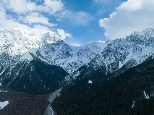 Vista Aérea Hermosas Montañas Nieve Gran Altitud Tíbet China —  Fotos de Stock