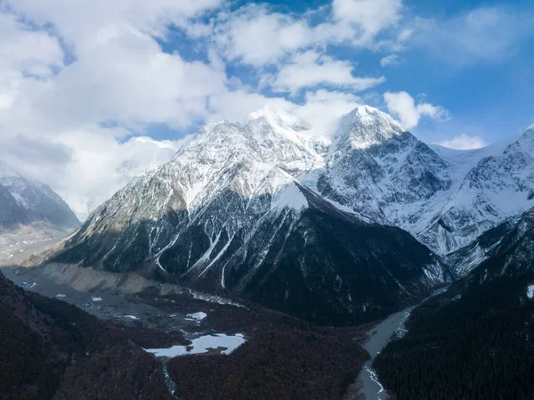 Flygfoto Över Vackra Hög Höjd Snö Berg Tibet Kina — Stockfoto
