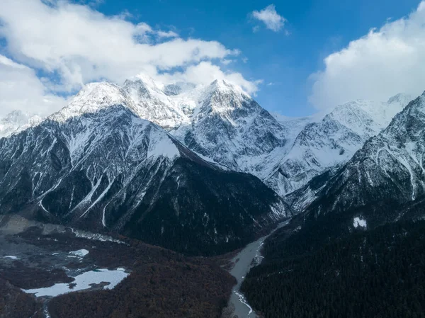 Luchtfoto Van Prachtige Hoge Sneeuwbergen Tibet China — Stockfoto