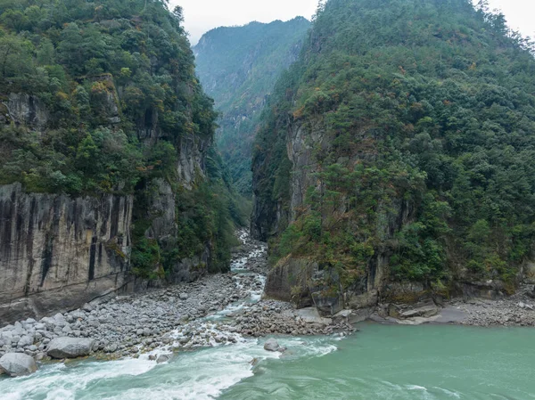 Vista Aérea Bela Paisagem Montanha Florestal Tibete China — Fotografia de Stock