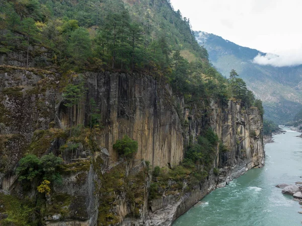 Veduta Aerea Bellissimo Paesaggio Montagna Foresta Tibet Cina — Foto Stock