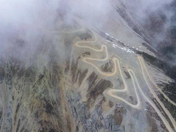 stock image Driving car on high altitude mountains in Tibet,  China