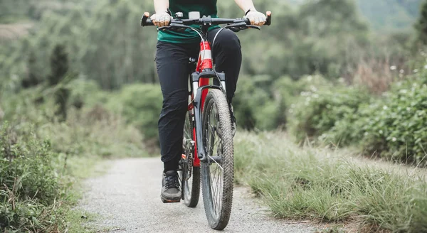Riding Bike Spring Forest — Stock Photo, Image