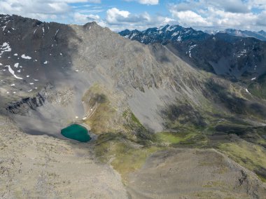 Çin, Sichuan 'daki yüksek rakımlı dağ ve göl manzarasının güzel manzarası.