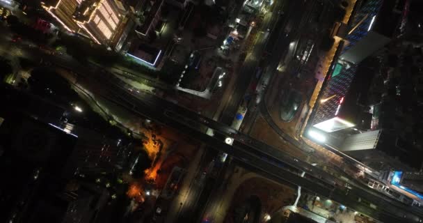 Ночной Вид Китайский Город Огнями — стоковое видео