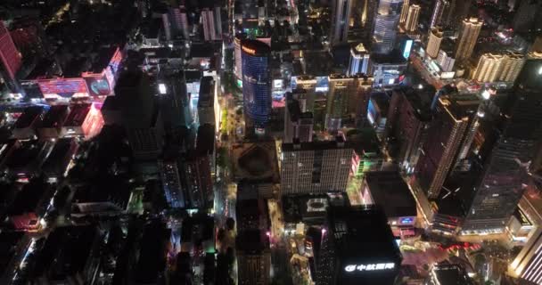 Widok Nocy Chińskiego Miasta Światłami — Wideo stockowe