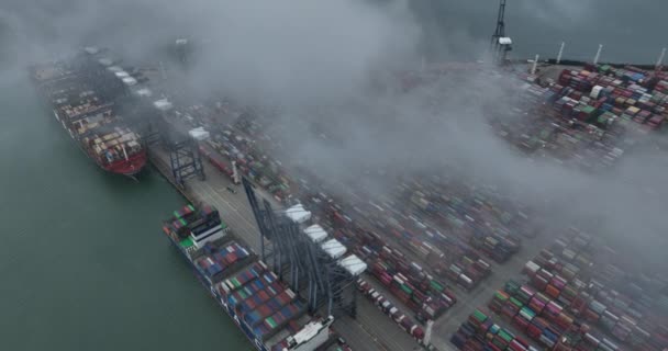 Shenzhen Κίνα Περίπου 2022 Αεροφωτογραφία Του Τοπίου Στο Λιμάνι Yantian — Αρχείο Βίντεο