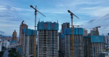 Shenzhen, Çin 'deki inşaat alanının havadan görünüşü