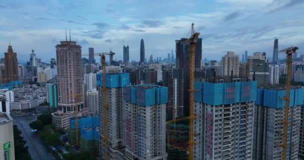Luchtfoto Van Landschap Van Bouwplaats Shenzhen China — Stockvideo
