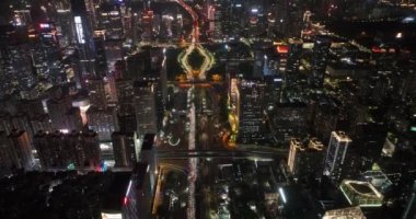night view of chinese city with lights