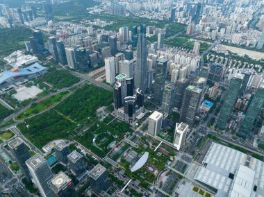 Shenzhen, Çin - 18 Temmuz 2022: Shenzhen kentindeki hava manzarası, Çin