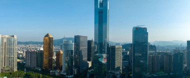 Guangzhou, Çin - 26 Temmuz 2023: Guangzhou şehrindeki hava manzarası, Çin