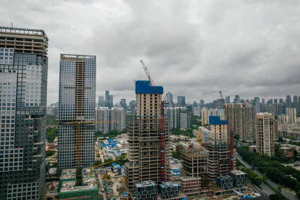 シンセン 2022 シンセン都市 中国の建設現場と風景の航空眺め — ストック写真