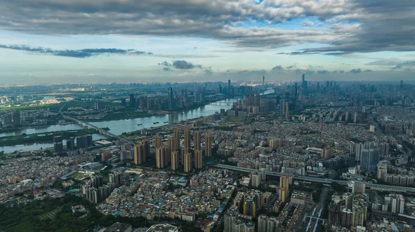 Guangzhou Chiny Sierpień 2023 Widok Lotu Ptaka Nowoczesne Panoramy Stare — Zdjęcie stockowe