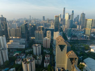 Guangzhou, Çin - 26 Temmuz 2023: Guangzhou şehrindeki hava manzarası, Çin