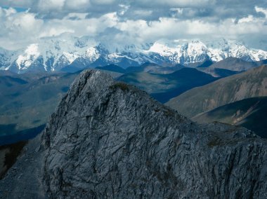 Sichuan, Çin 'deki yüksek irtifa dağ manzarasının güzel manzarası.