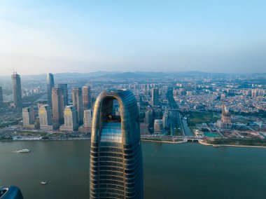 Guangzhou, Çin - 20 Eylül 2023: Guangzhou kentindeki hava manzarası, Çin