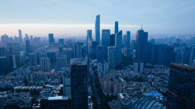 Guangzhou, Çin - 12 Ekim 2023: Guangzhou şehrindeki hava manzarası, Çin