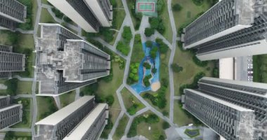 Asya 'nın modern şehrinin havadan görünüşü