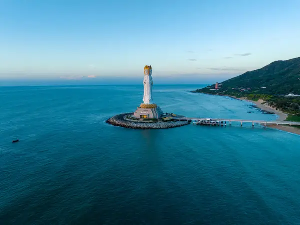 Hainan China November 2023 Aerial View Guanyin Statue Seaside Nanshan — Stock Photo, Image