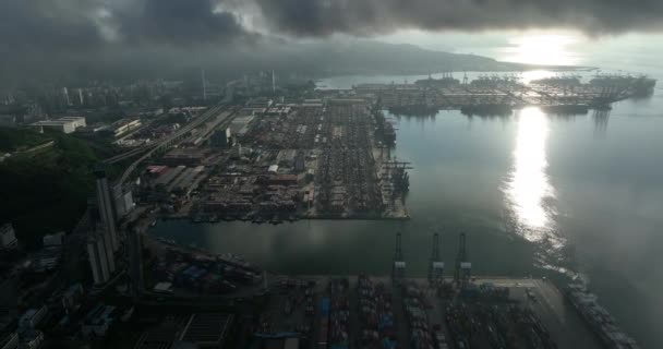 Shenzhen China Circa 2022 Vista Aérea Paisagem Porto Yantian Cidade — Vídeo de Stock