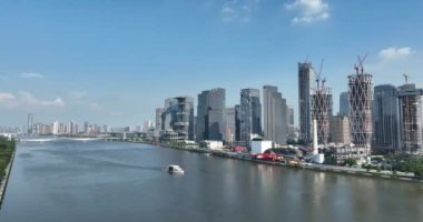 Guangzhou, Çin - 20 Eylül 2023: Guangzhou kentindeki hava manzarası, Çin