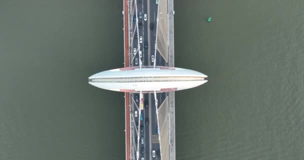 Guangzhou Şehrindeki Köprünün Havadan Görünüşü Çin — Stok video
