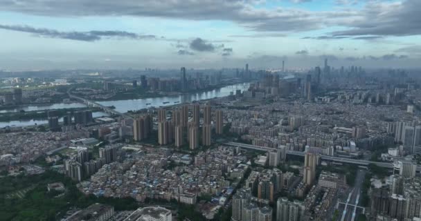 Guangzhou China August 2023 Aerial Footage Landscape Guangzhou City China — Stock Video