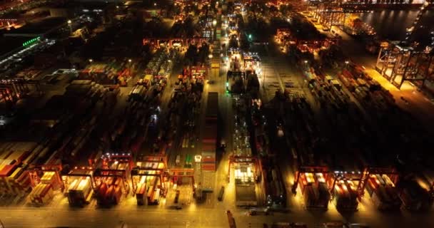 Shenzhen Κίνα Περίπου 2022 Αεροφωτογραφία Του Τοπίου Νύχτα Στο Λιμάνι — Αρχείο Βίντεο
