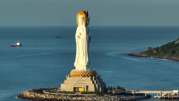 Barmhärtighetsgudinnan Vid Havet Nanshans Tempel Hainan Provinsen Hainan Kina — Stockvideo